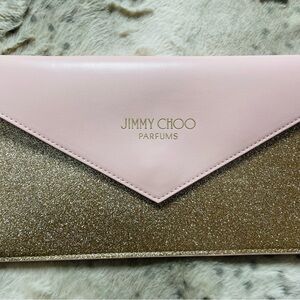 Jimmy Choo Blush Pink and Glitter Gold Clutch